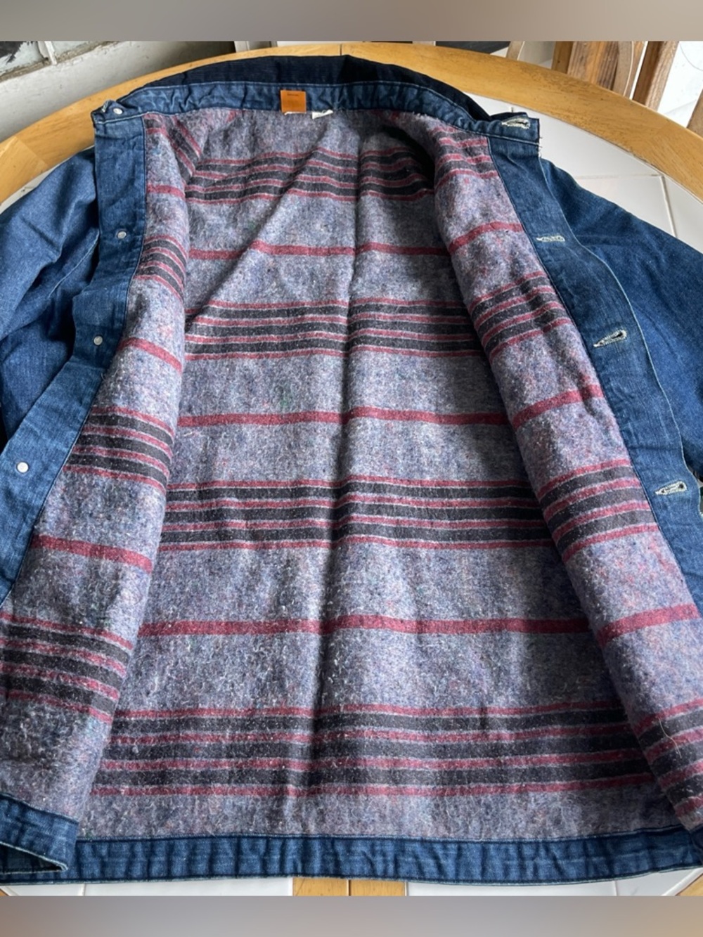 Vintage Big Ben Wrangler Denim Chore Coat M Blanket Lined Jacket 70s Workwear - Picture 9 of 14